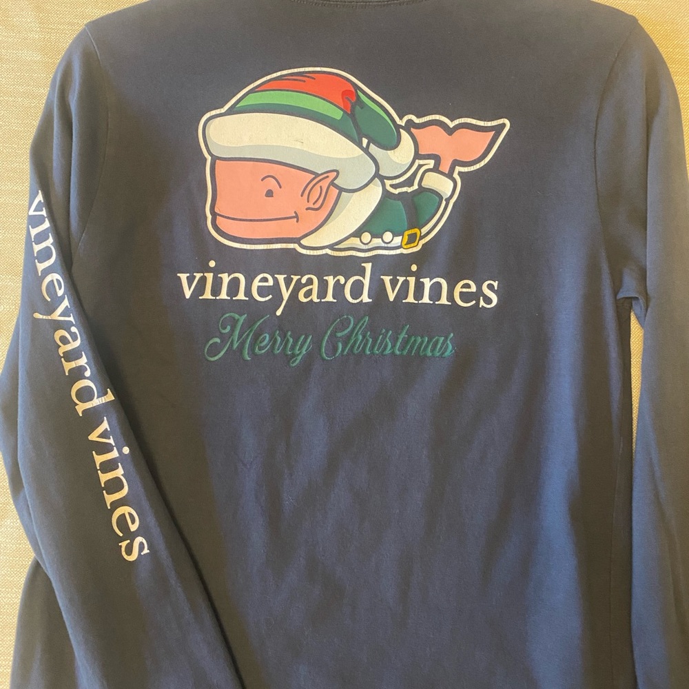 Vineyard Vines Boys Merry Christmas Elf Whale Longsleeve Tshirt Medium 12-14